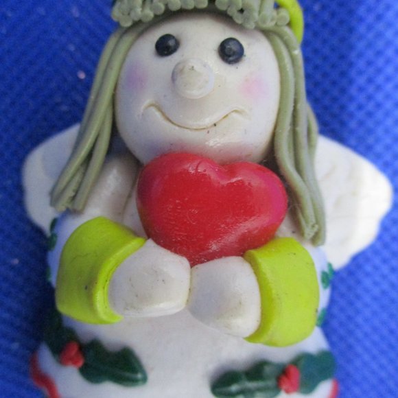 Polymer Clay 3 D Angel Brooch Artists Polymer Clay Christmas Angel Brooch - Picture 3 of 10